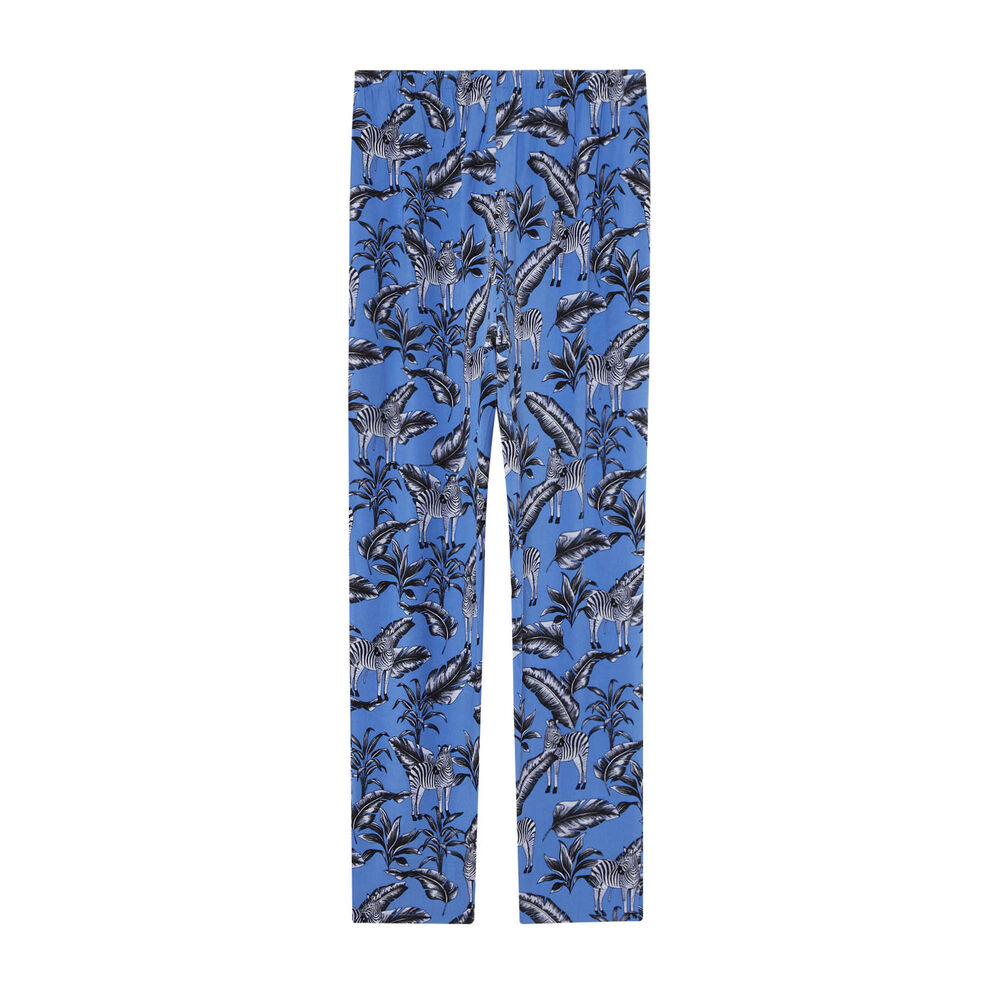 Pantalon fluide à motifs plumes et zébres - violet violet.