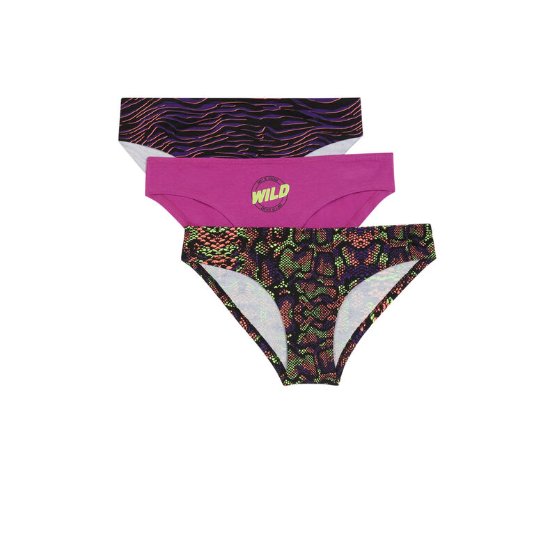 Lot de 3 culottes imprimé serpent - noir Lot de 3 culottes imprimé serpent - noir ;