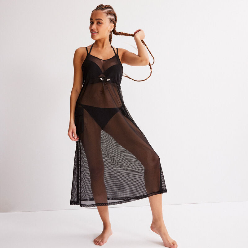 robe en tulle transparente détail élastique - noir robe en tulle transparente détail élastique - noir;