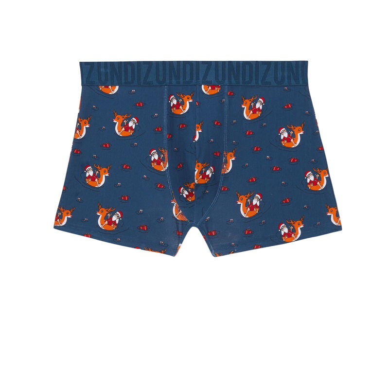 boxer imprimé père noël - bleu boxer imprimé père noël - bleu ;