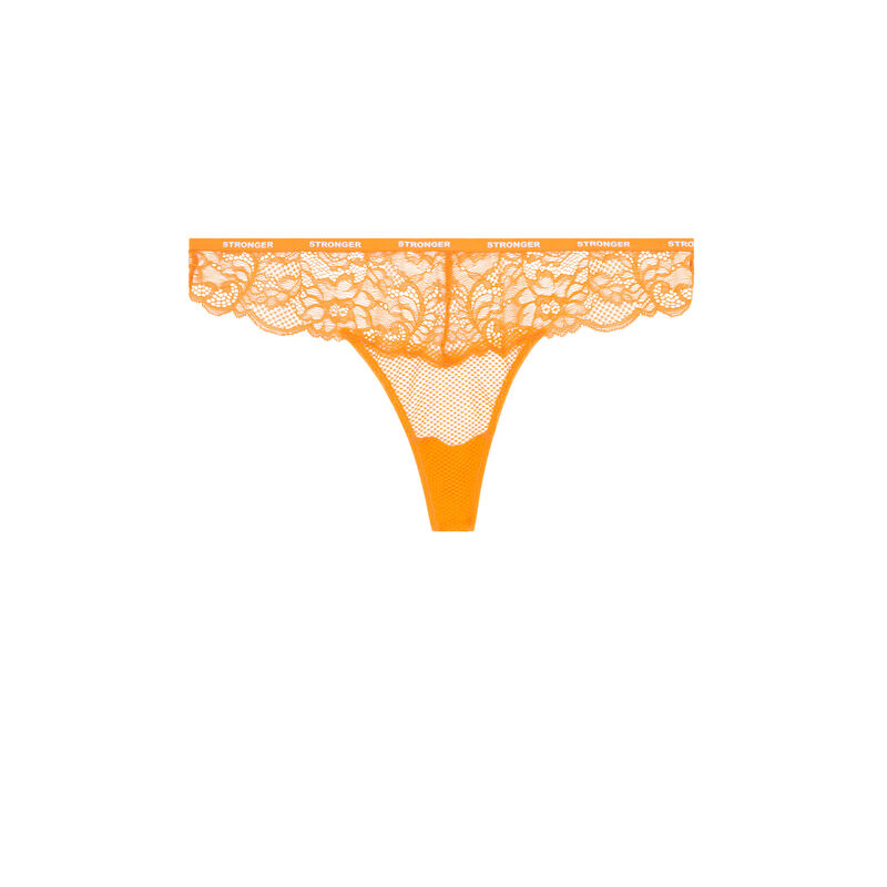 Tanga en dentelle détail liseré adesiz orange.