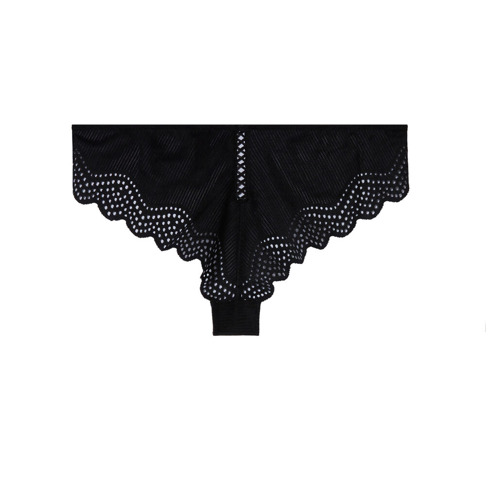 Tanga détail dentelle - noir noir.