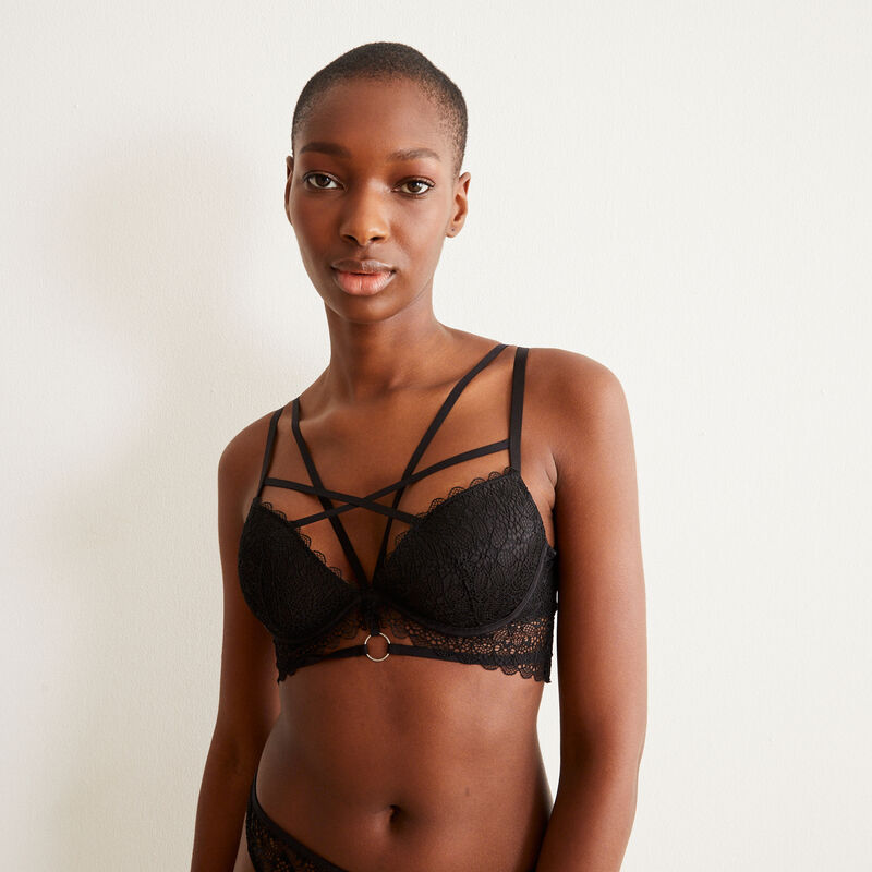 soutien-gorge push-up avec liens - noir soutien-gorge push-up avec liens - noir;