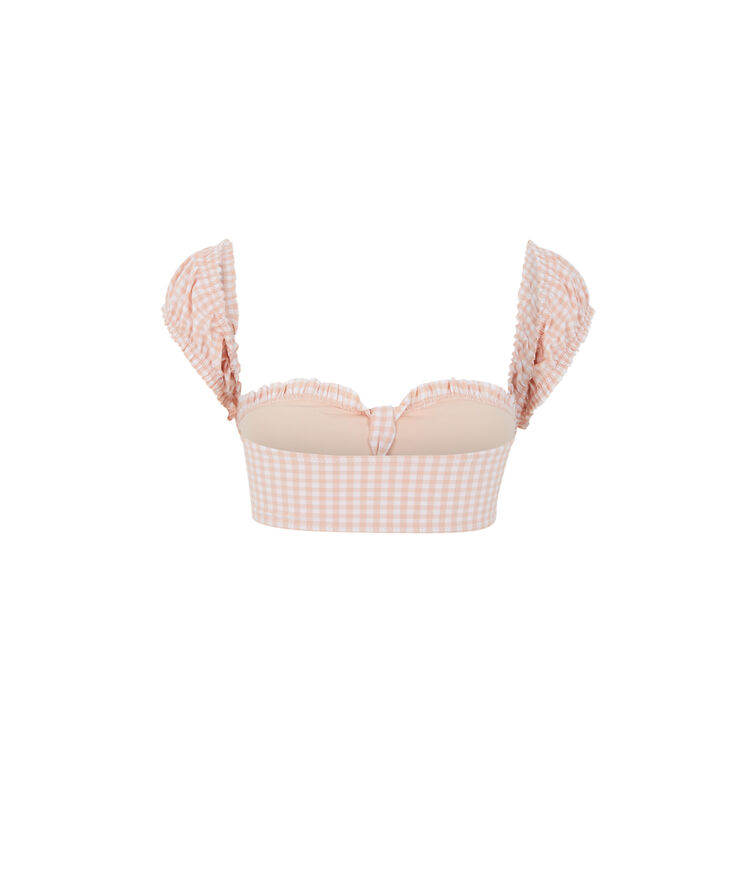 Haut de maillot de bain brassière vichy - rose rose.