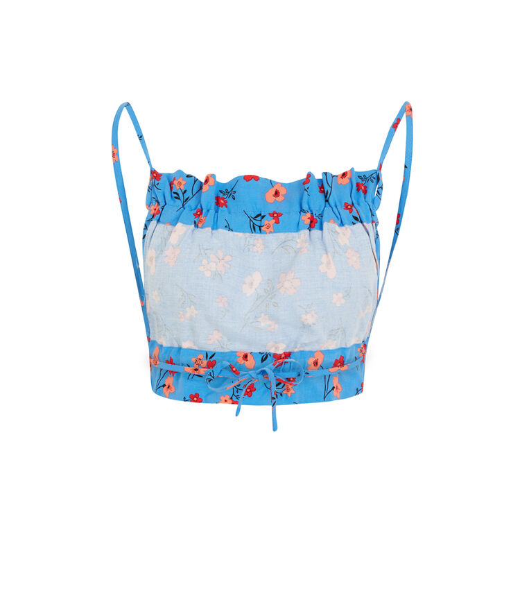 Top dos nu imprimé fleuri - bleu bleu.