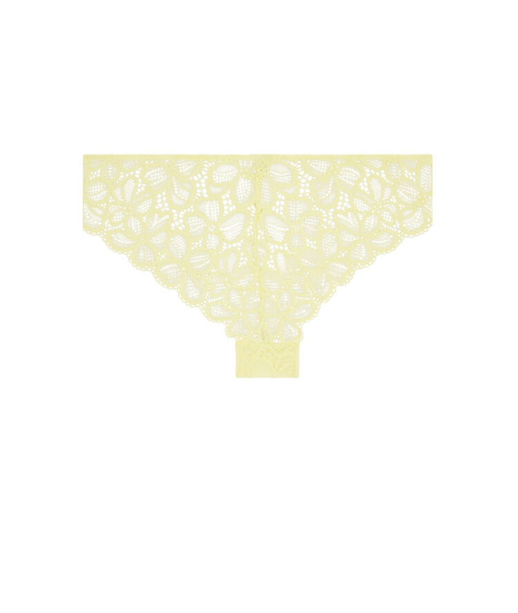 Tanga en dentelle - jaune jaune.