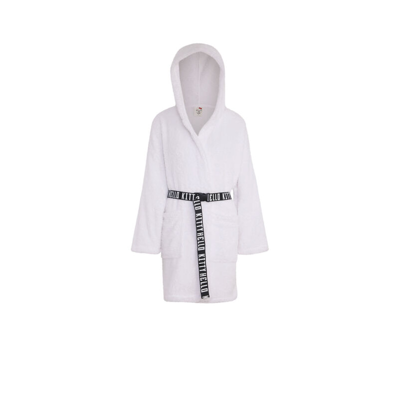 Peignoir polaire broderie hello kitty kittiniz blanc.