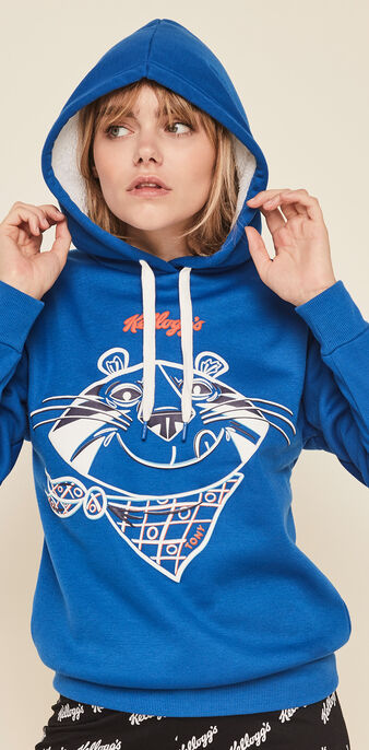 Sweat &agrave; capuches licence kellogg's tonyiz bleu roi.