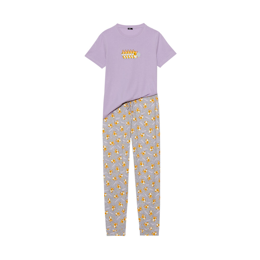 Set de pyjama à manches courtes motifs corgi - violet violet.