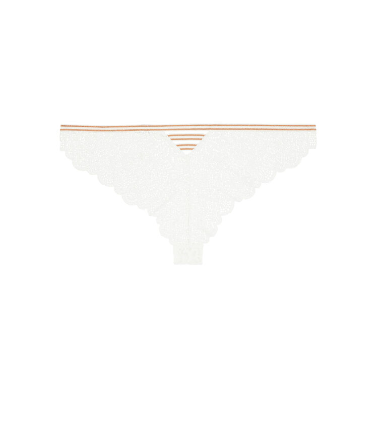 Tanga en dentelle détail bande lurexbandiz blanc.
