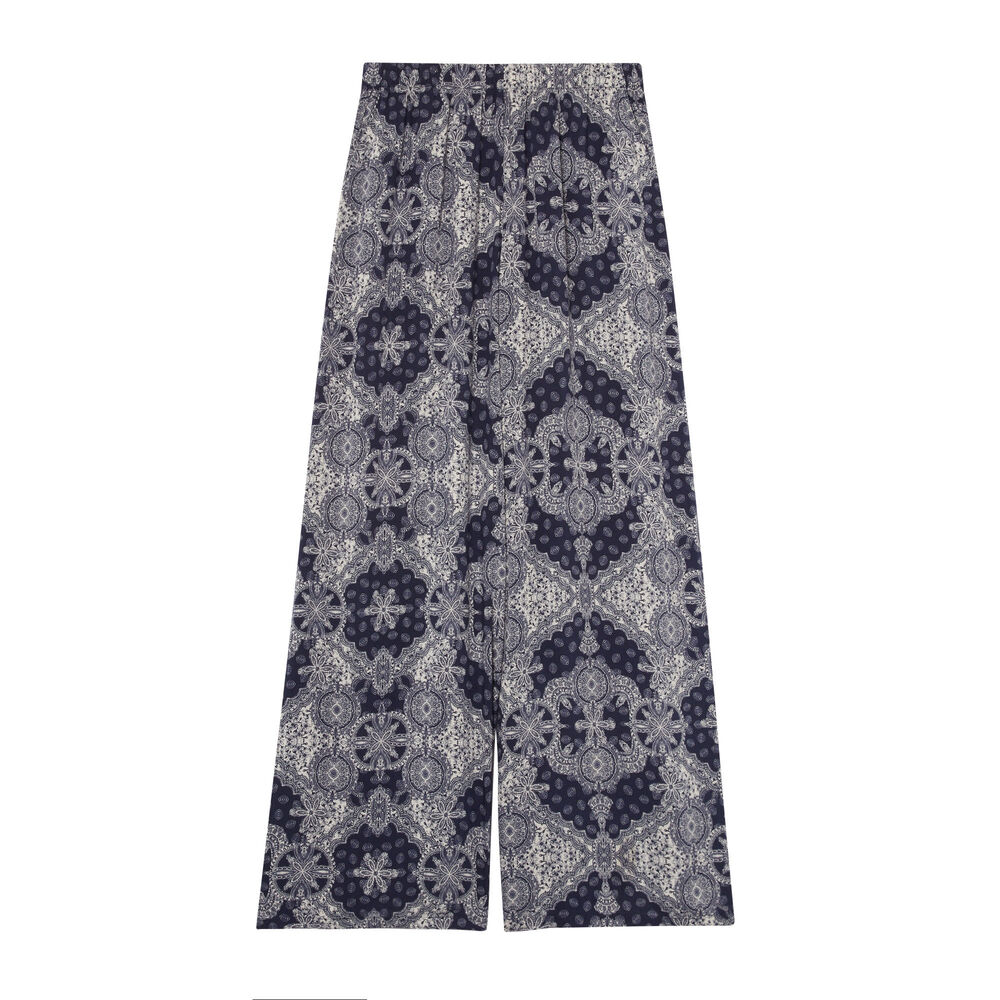 Pantalon en satin à motifs - blue bleu.