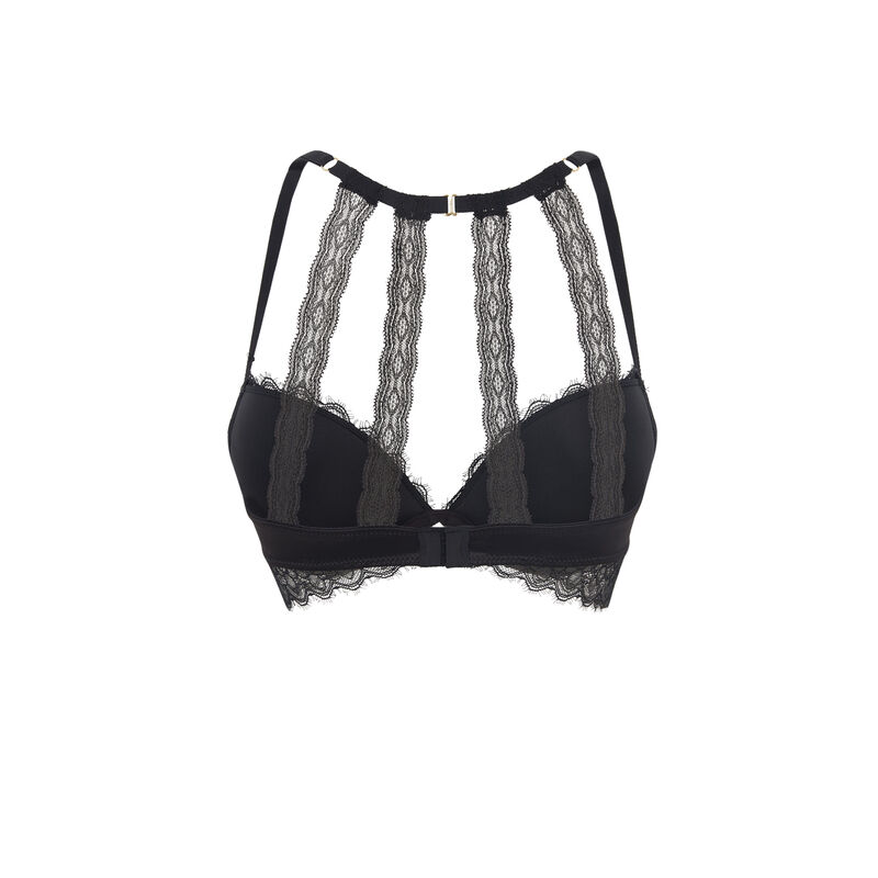Soutien-gorge push-up satiné détail dos lasvegasiz noir.