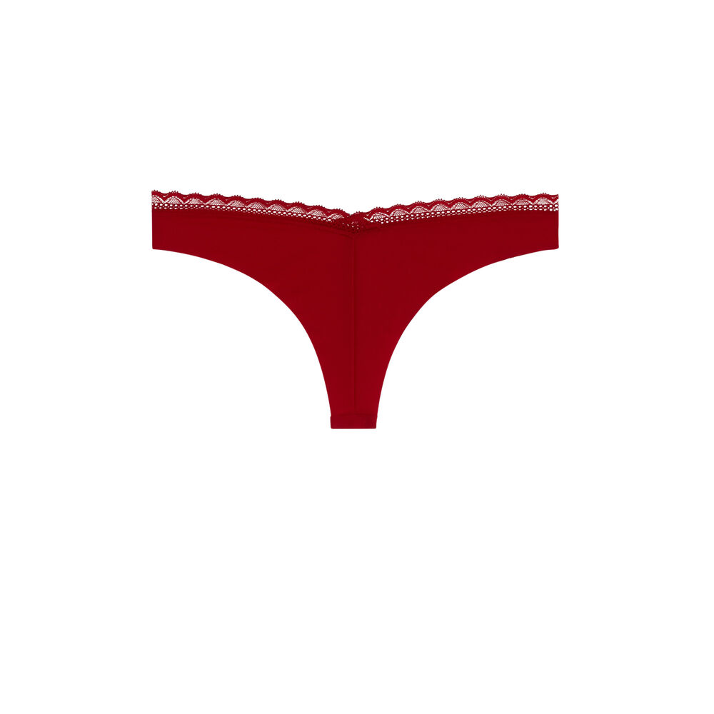 Tanga en microfibre uni - rouge rouge.