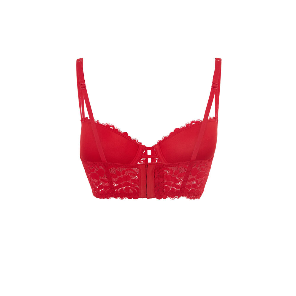 Soutien-gorge bustier ampli en dentelle luluiz rouge.