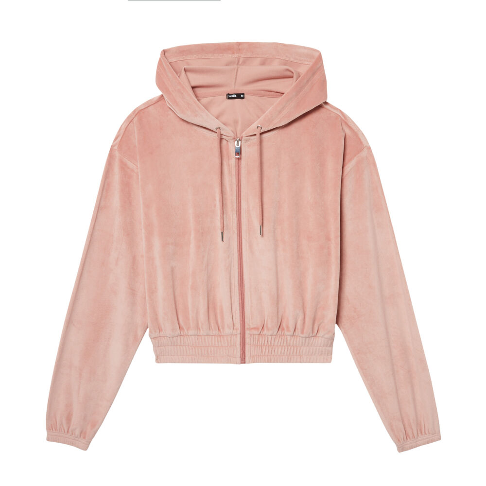 Veste crop en velours à taille élastique - rose nude rose.