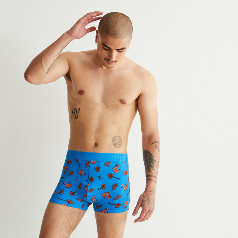 boxer en coton à motif flamant rose - bleu boxer en coton à motif flamant rose - bleu;