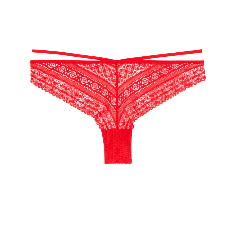 Tanga en dentelle détail banding - rouge rouge.