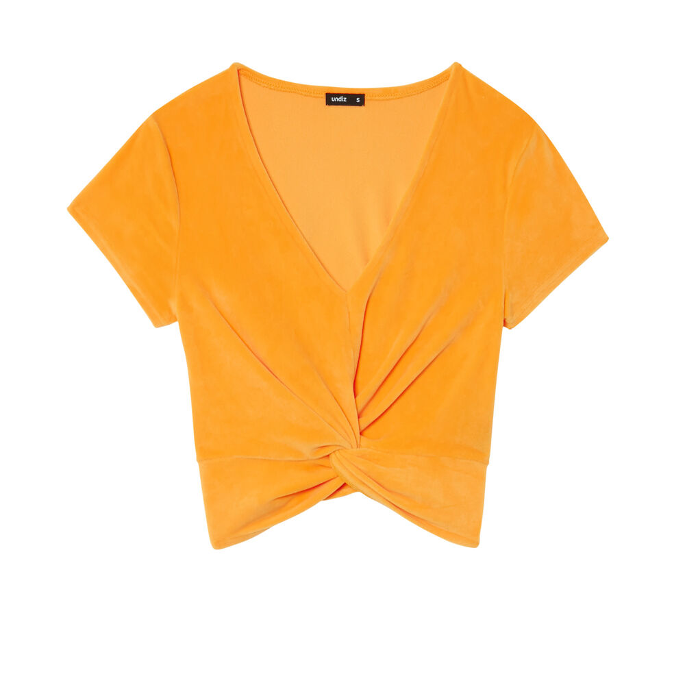 Top manches courtes en velours effet noué - orange orange.