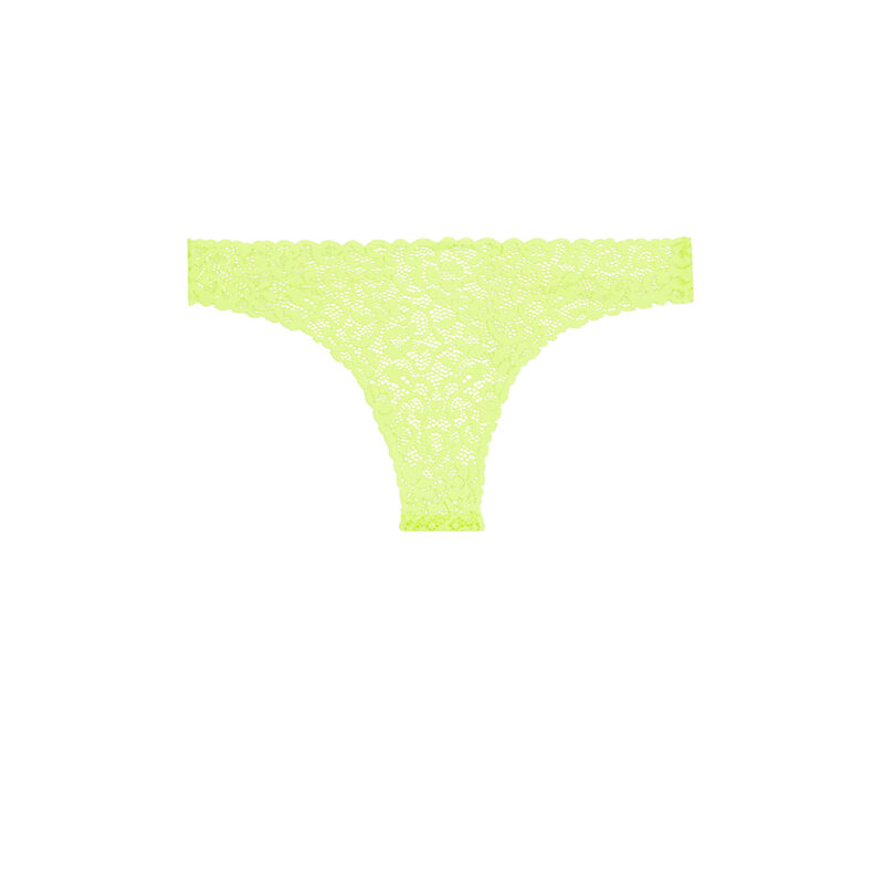 Tanga dentelle fleurie - jaune fluo Tanga dentelle fleurie - jaune fluo;