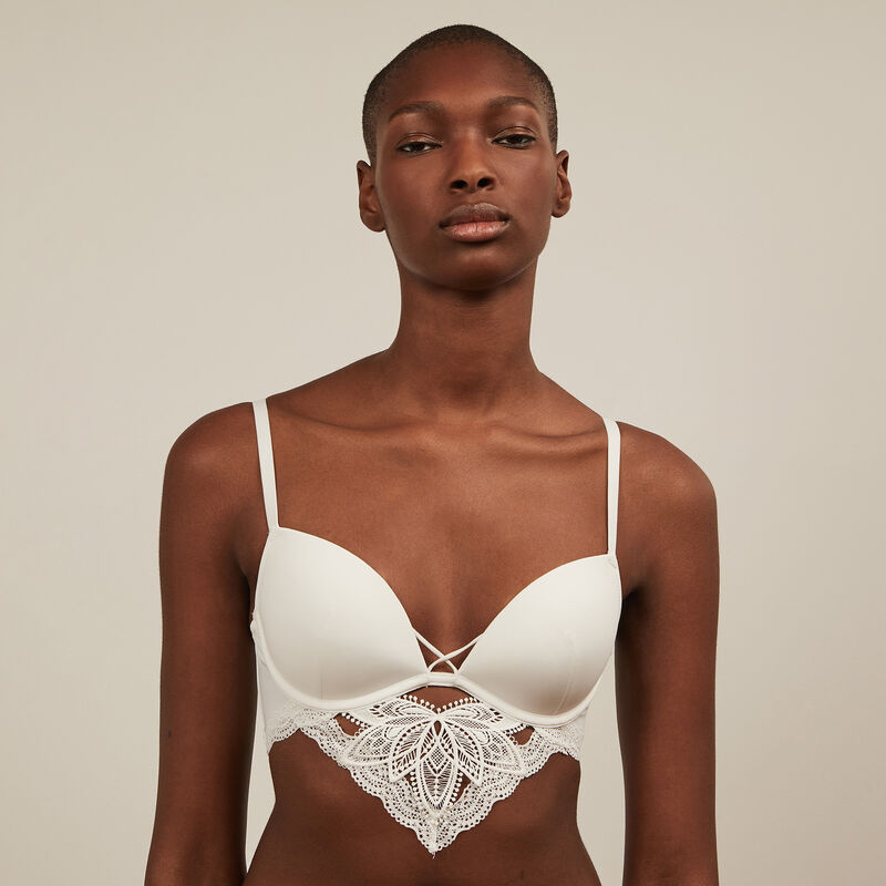 Soutien-gorge push micro et dentelle - blanc Soutien-gorge push micro et dentelle - blanc ;
