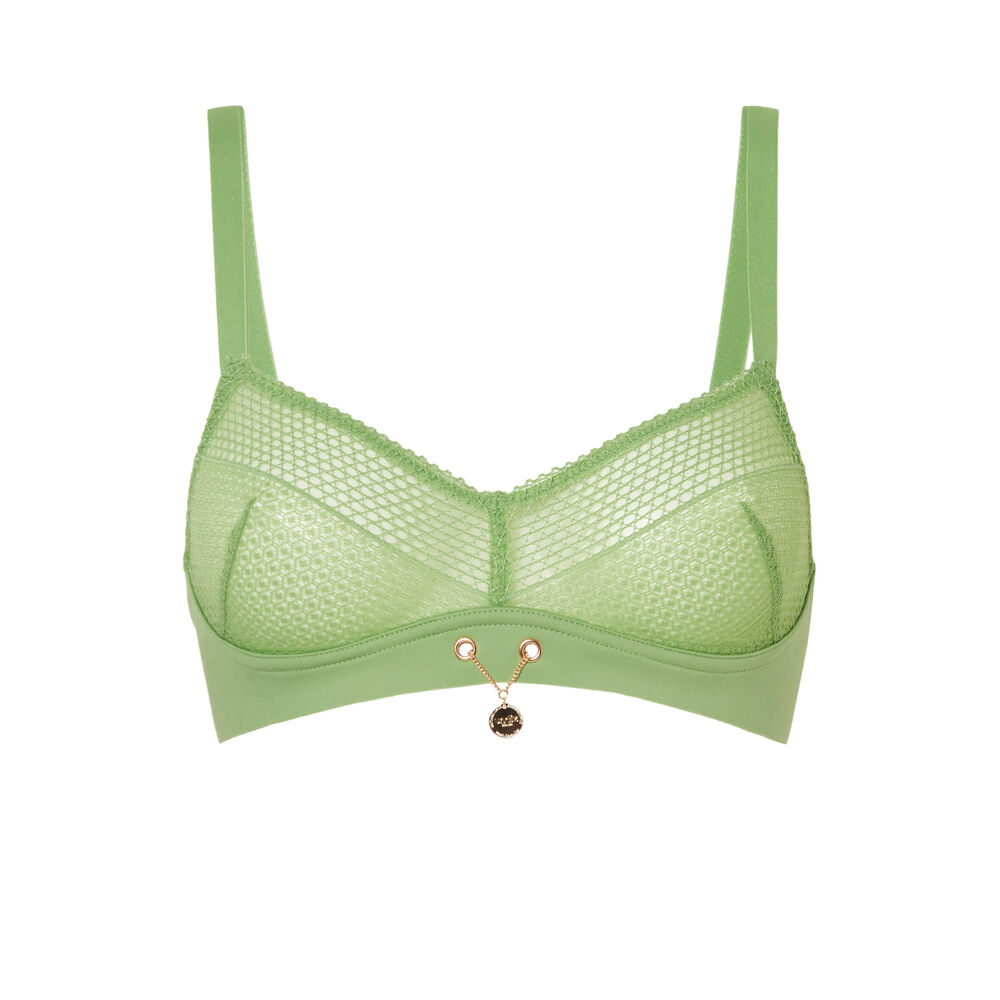 Brassière sans armatures détail médaille - vert vert.