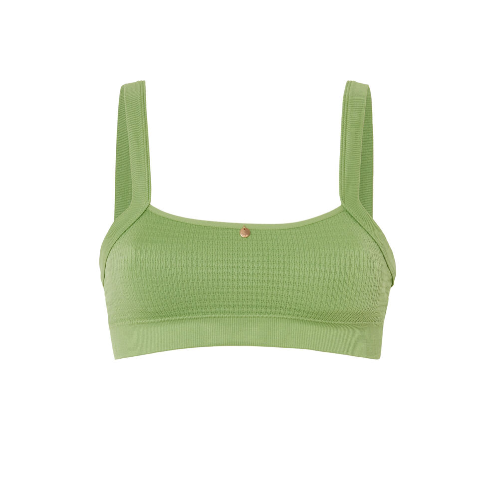 Brassière effet gauffré détail bijou - vert vert.