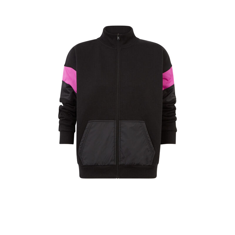 veste à zip à détails manche - noir veste à zip à détails manche - noir;