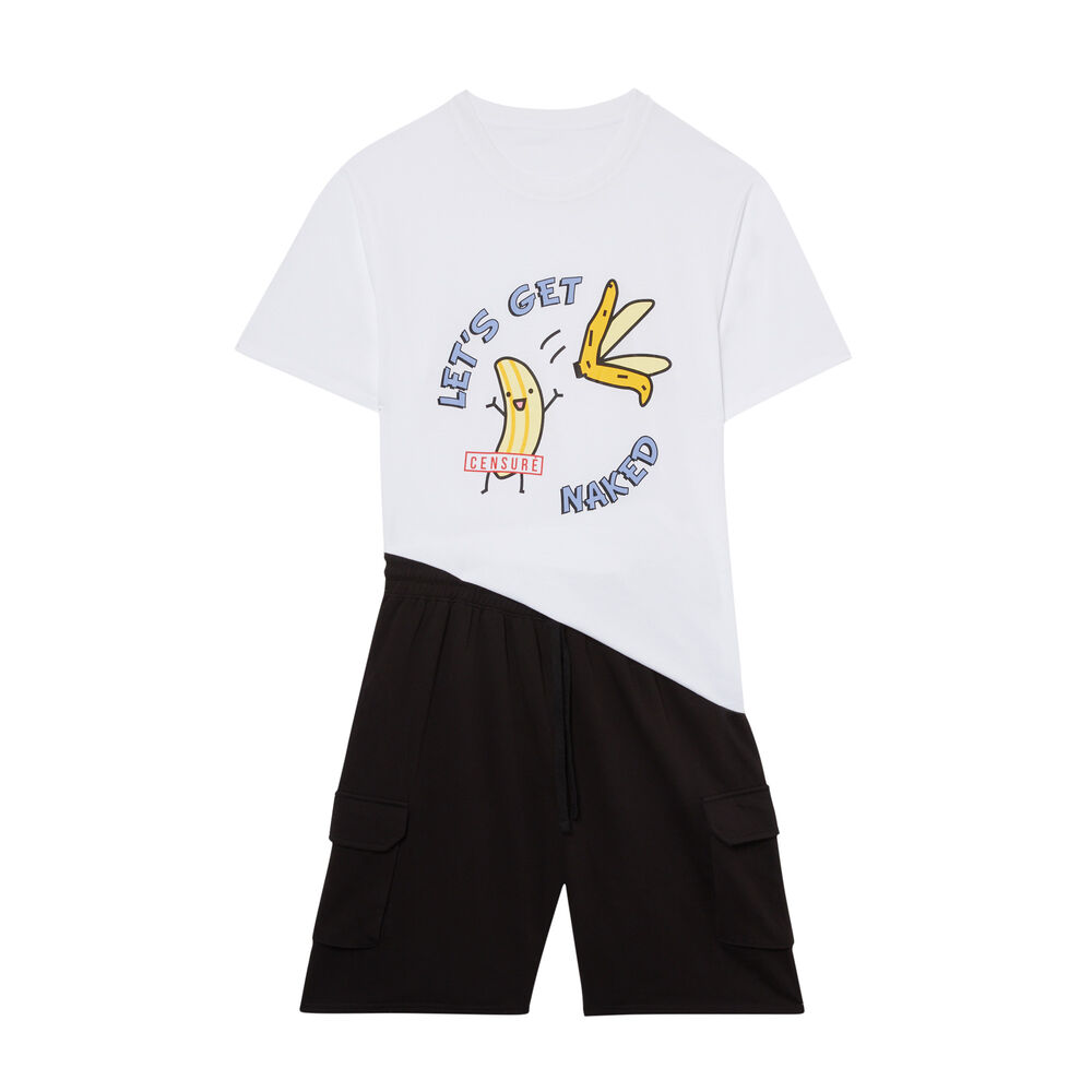 Set de pyjama à imprimé banane - blanc blanc.