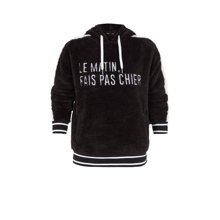 Sweat à capuche polaire à message matichieusiz noir.