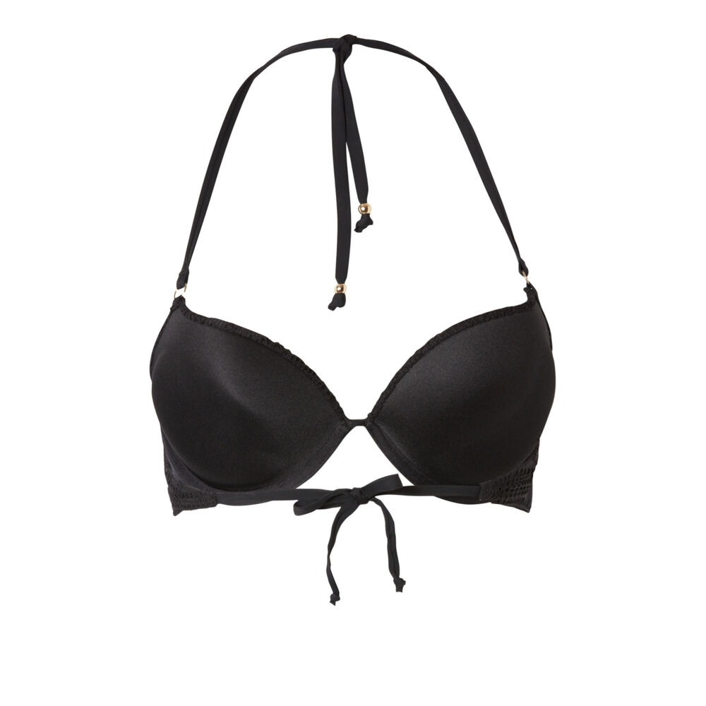 Haut de maillot push-up crochet dos nu - noir noir.