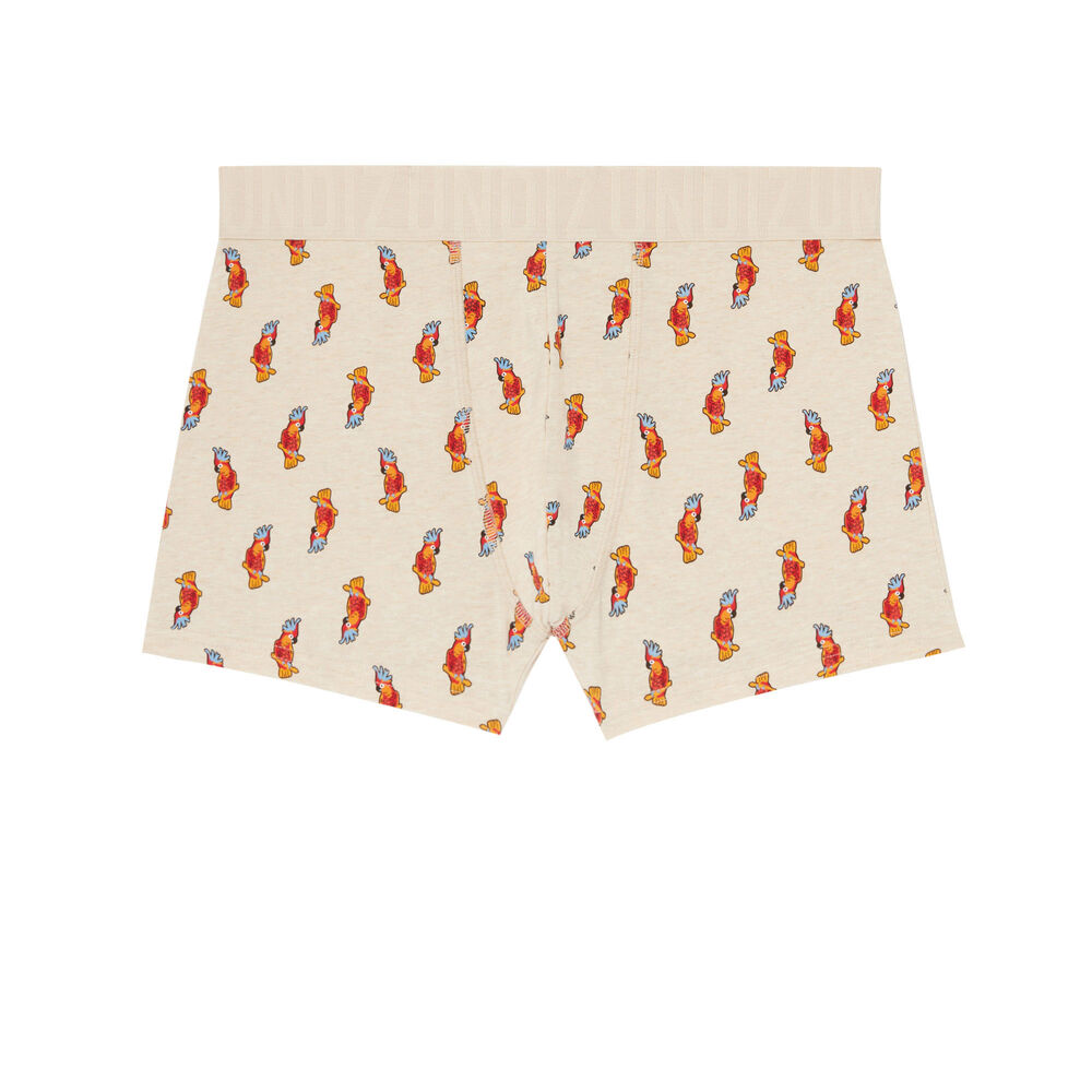 Boxer en coton à motifs perroquet - écru ecru.