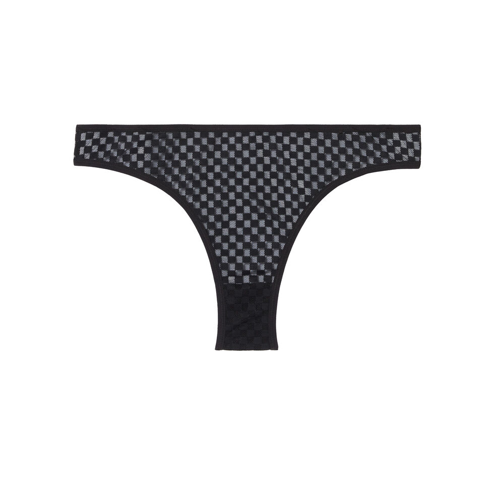 Culotte en résille effet damier - noir noir.