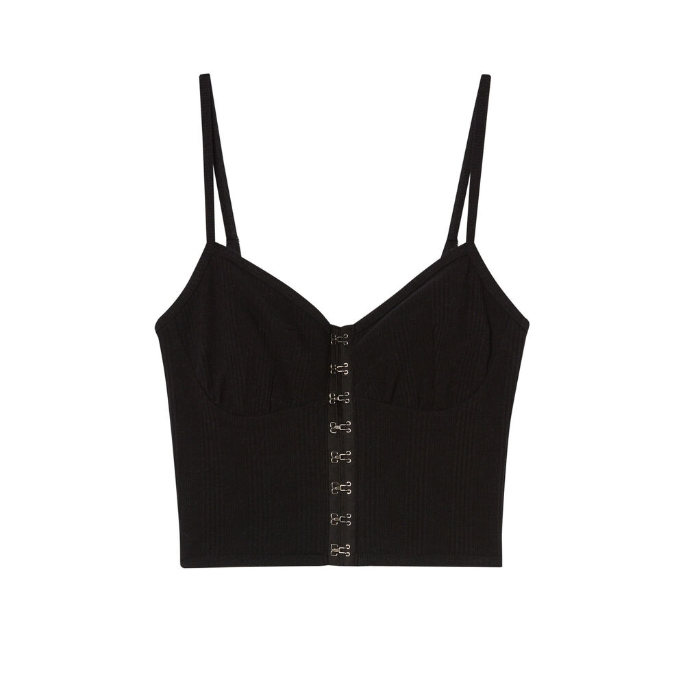 Top à bretelles fines effet corset - noir noir.