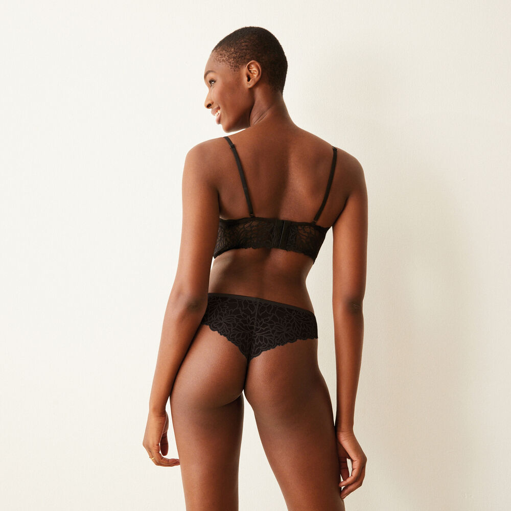 Soutien-gorge triangle push up dentelle - noir noir.