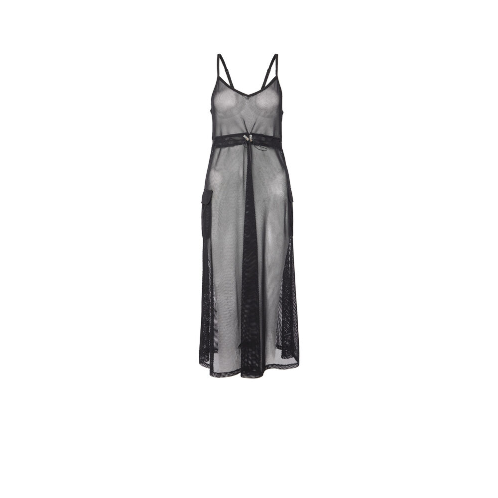 Robe en tulle transparente détail élastique - noir noir.
