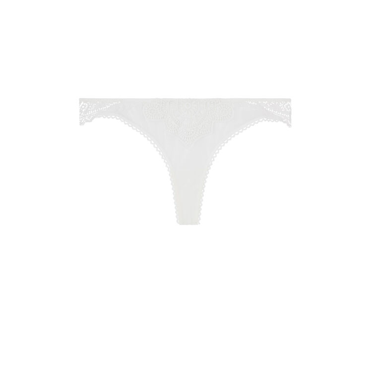 Tanga tulle et dentelle femmefataliz blanc cassé.