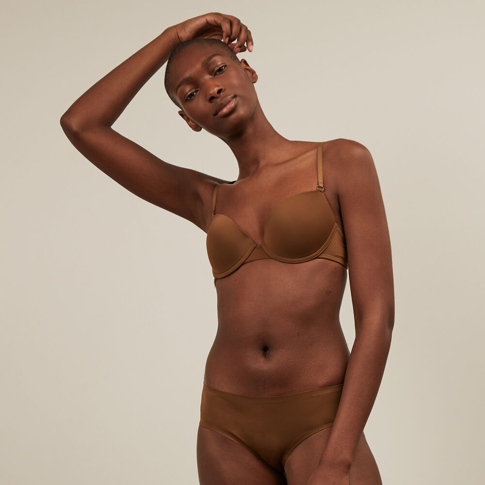 Soutien-gorge ampliforme en micro - marron marron.