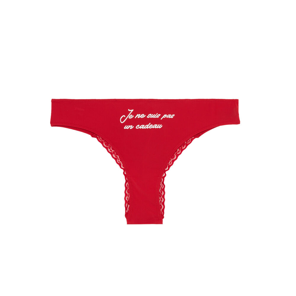 Tanga à message je ne suis pas un cadeau - rouge rouge.