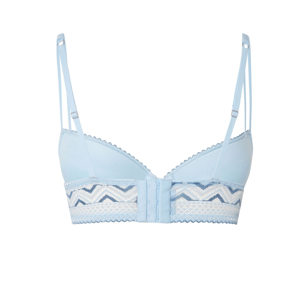 Soutien-gorge push-up à dentelle bicolore - bleu bleu.