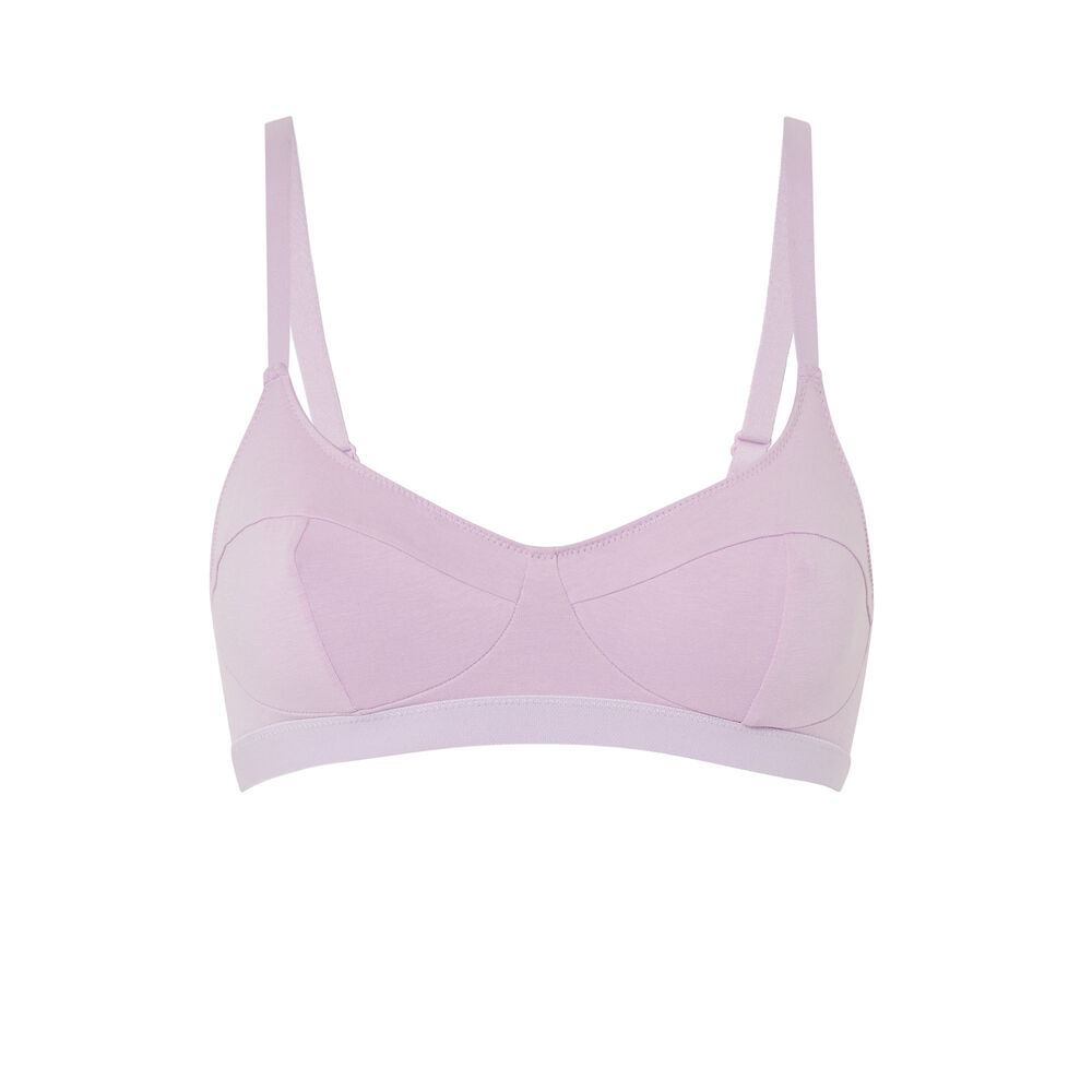 Brassière uni en coton sans armatures - lilas violet.