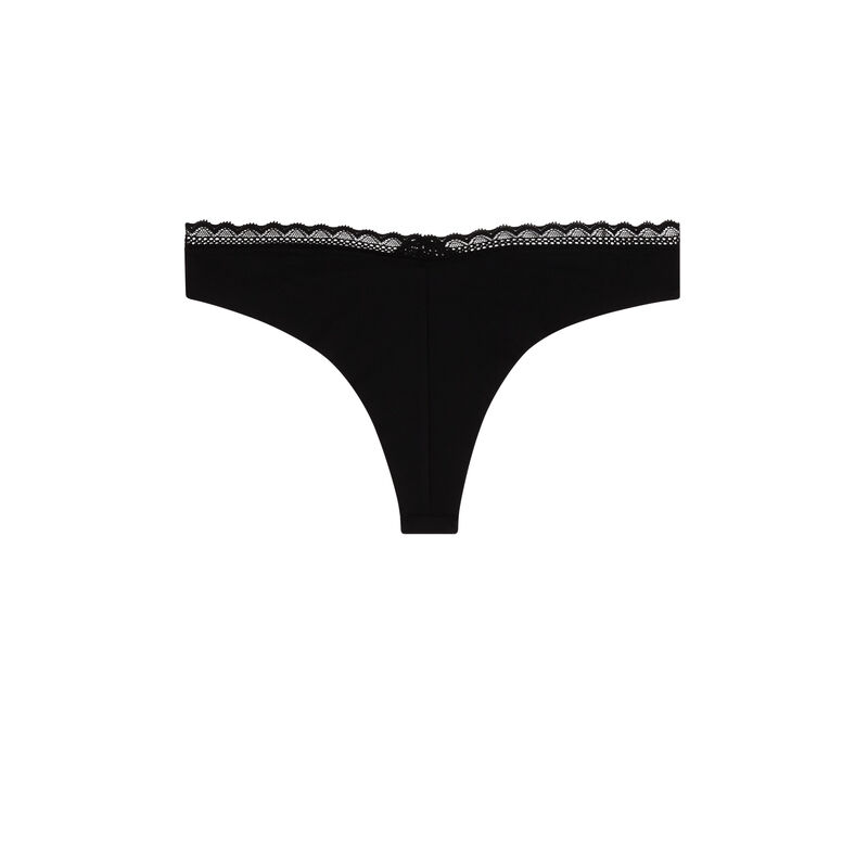 tanga en microfibre uni - noir tanga en microfibre uni - noir;