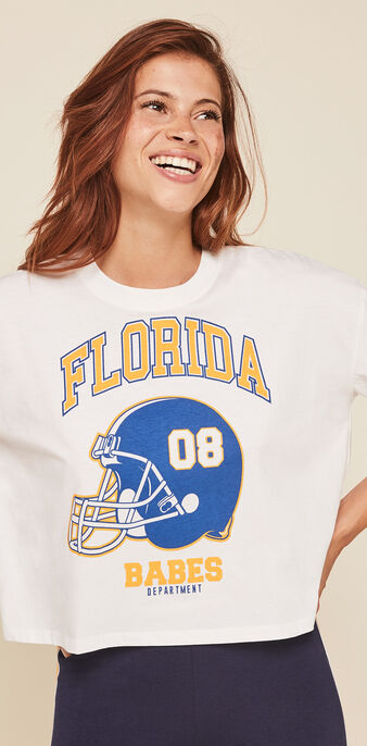 Top &agrave; manches courtes imprim&eacute; riverxiz blanc.