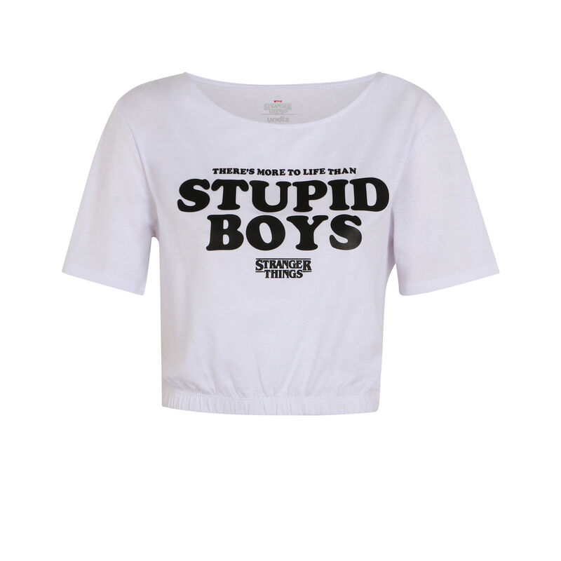 tee shirt à message Stranger Things - blanc tee shirt à message Stranger Things - blanc;