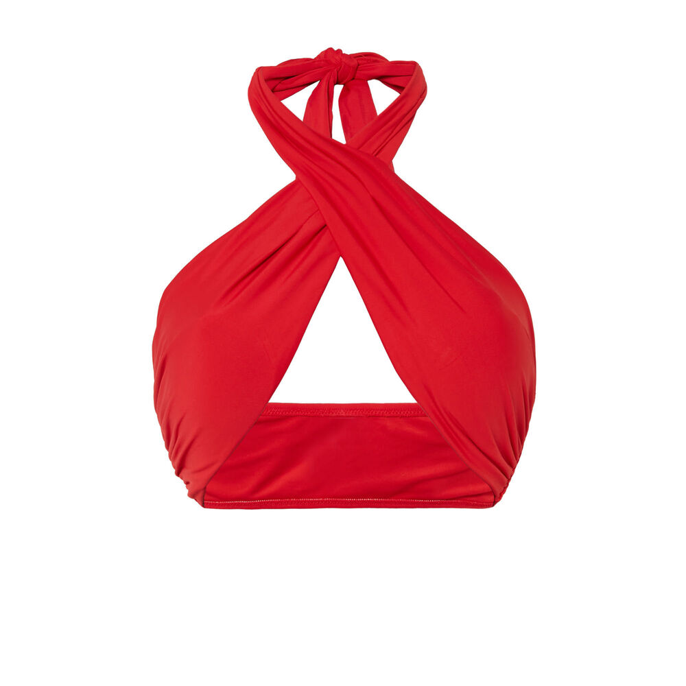 Haut de maillot brassière effet foulard - rouge rouge.
