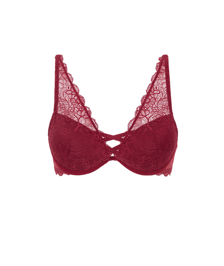 Soutien-gorge foulard push-up dentelle amoriz bordeaux.