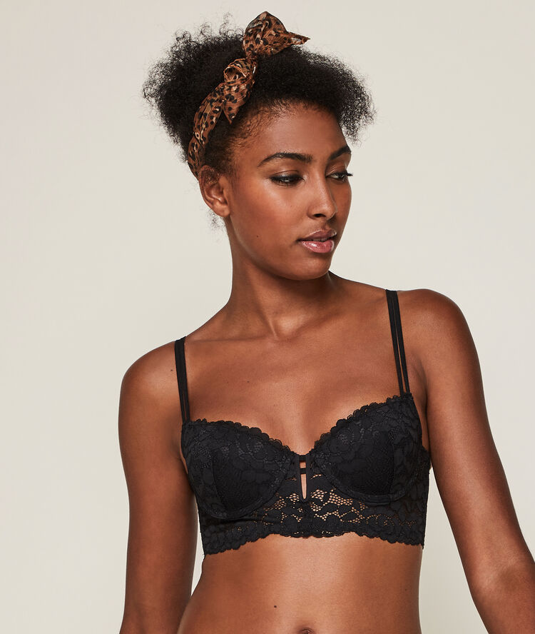 Soutien-gorge bustier ampli dentelle luluiz noir.