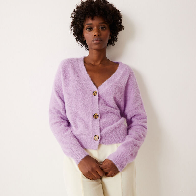 cardigan à boutons - lilas cardigan à boutons - lilas ;