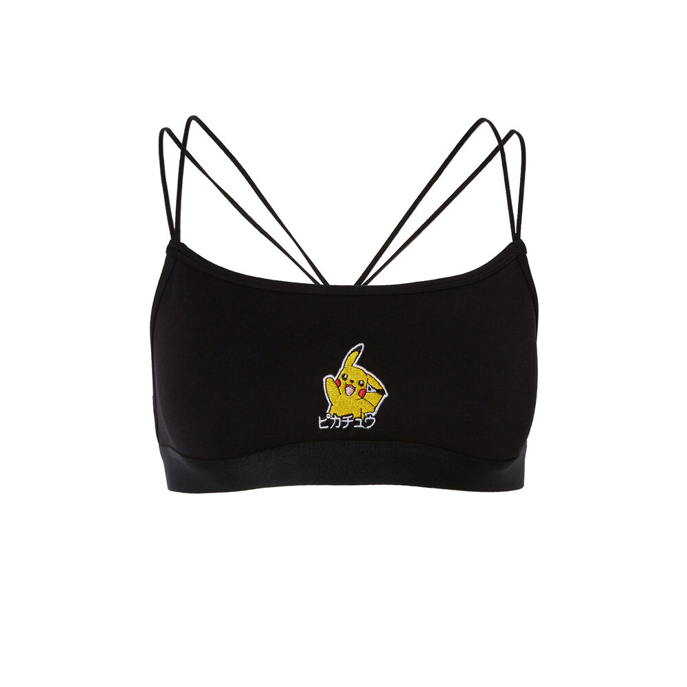 Brassière imprimé pikachu et détails liens - noir noir.