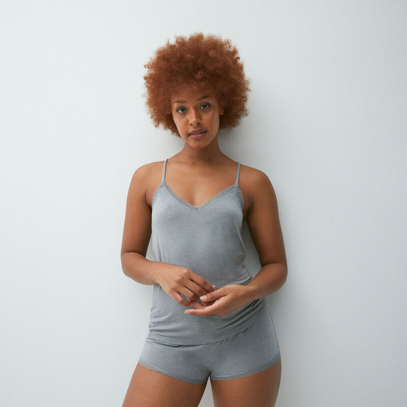 top à bretelle fines et dentelle - gris top à bretelle fines et dentelle - gris;
