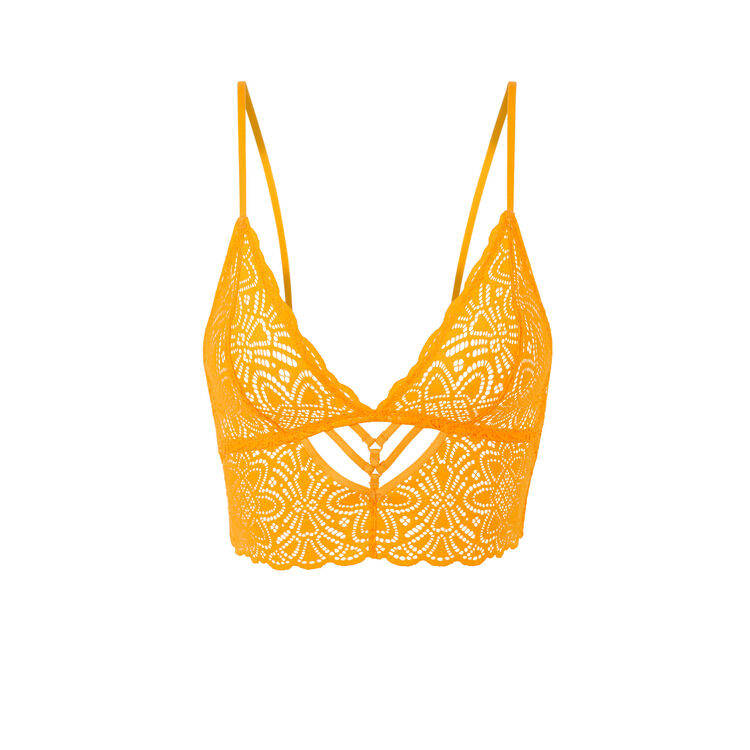 Soutien-gorge triangle sans armatures en dentelle marceliz safran.